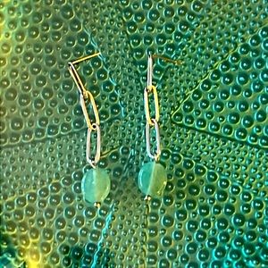 Green Aventurine Paper Clip Earrings